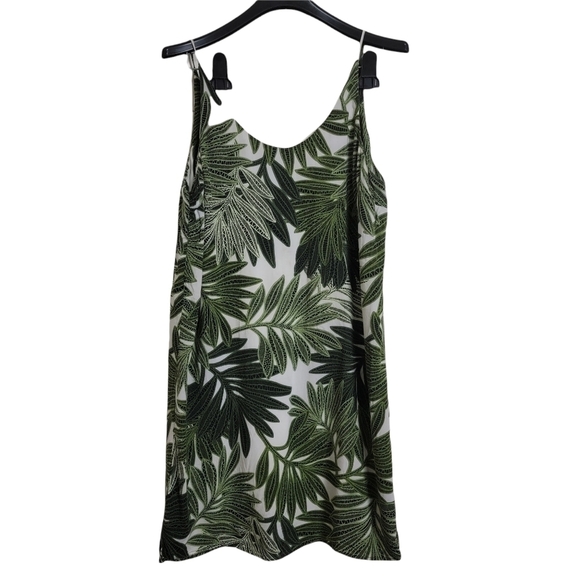 Topshop Dresses & Skirts - Topshop Floral Botanical Palm Print Spaghetti Strap 90s Vibe Shift Dress Size 8